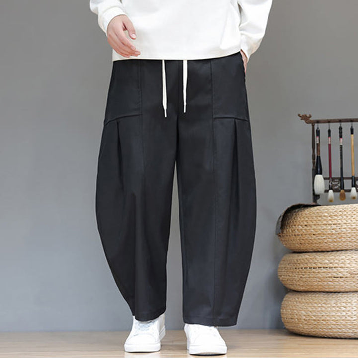 Męskie spodnie haremowe z skróconymi nogawkami i kieszeniami, z bawełny w kolorze naturalnym i Buddha Stones - image 27