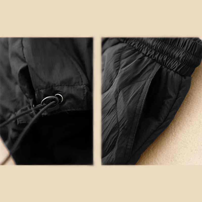 Buddha Stones Zimowe Zakrzywione Linie Ciepłe Damskie Spodnie Do Kostki Z Kieszeniami - image 12