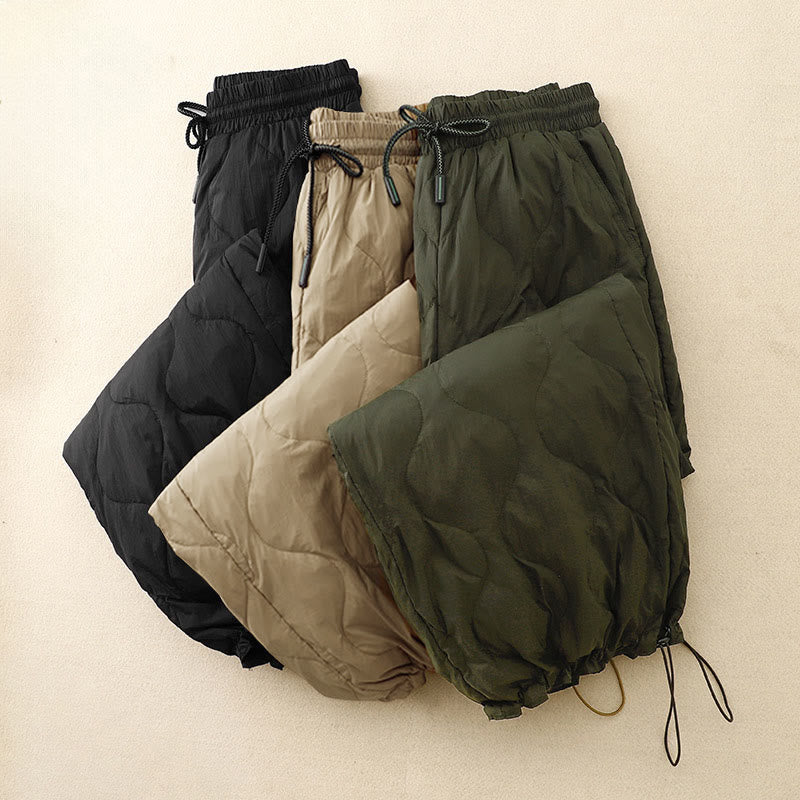 Buddha Stones Zimowe Zakrzywione Linie Ciepłe Damskie Spodnie Do Kostki Z Kieszeniami - image 17