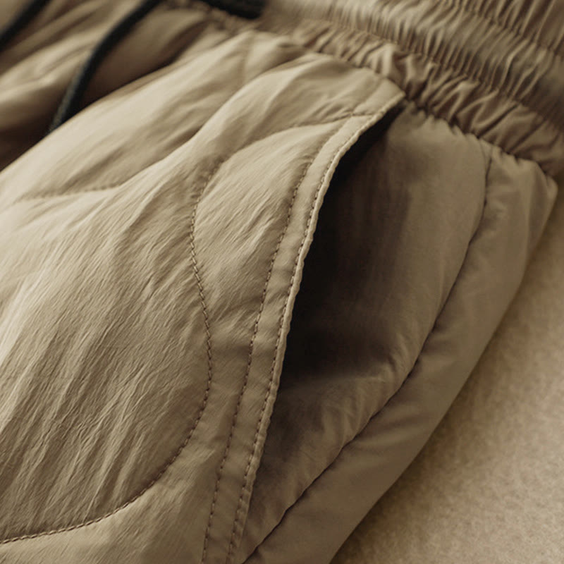 Buddha Stones Zimowe Zakrzywione Linie Ciepłe Damskie Spodnie Do Kostki Z Kieszeniami - image 3