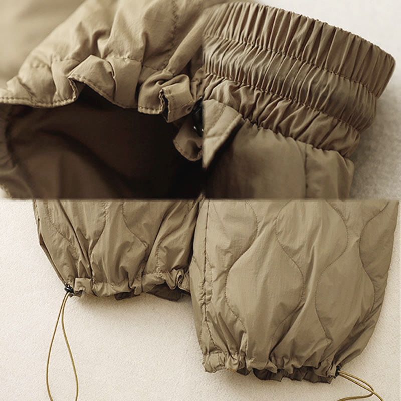 Buddha Stones Zimowe Zakrzywione Linie Ciepłe Damskie Spodnie Do Kostki Z Kieszeniami - image 7