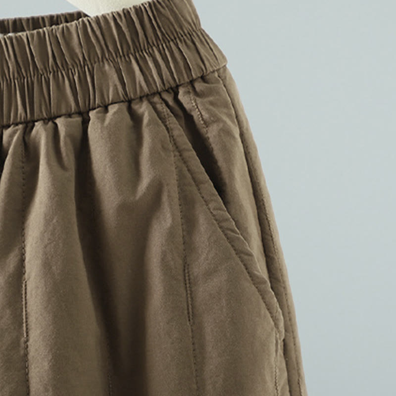 Spodnie harem damskie z kieszeniami i bawełnianą podszewką z polaru z motywem Buddha Stones w proste linie i paski - image 2