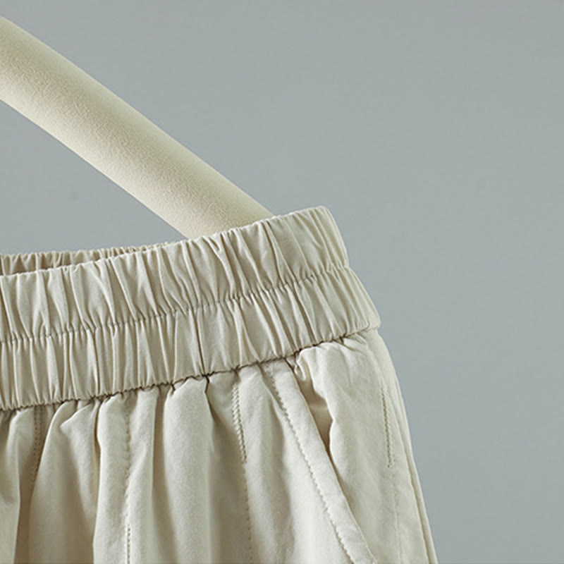 Spodnie harem damskie z kieszeniami i bawełnianą podszewką z polaru z motywem Buddha Stones w proste linie i paski - image 16