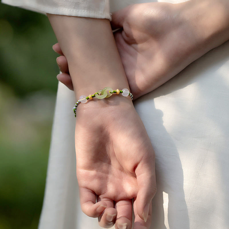 Bransoletka z zaplecionej liny z Buddha Stones, klamrą pokoju i miłością - image 2