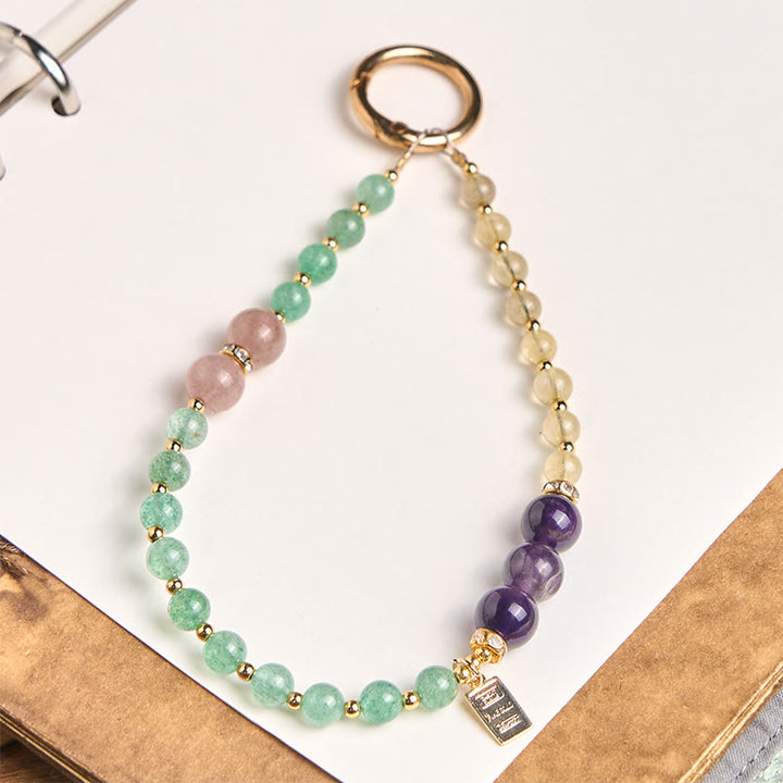 Buddha Stones, zielony kwarc truskawkowy, cytryn, zawieszka królowej, breloczek do telefonu, dekoracja - Zielony Kwarc Truskawkowy (Miłość ♥ Wdzięczność) - image 0