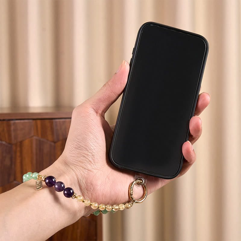 Buddha Stones, zielony kwarc truskawkowy, cytryn, zawieszka królowej, breloczek do telefonu, dekoracja - image 4