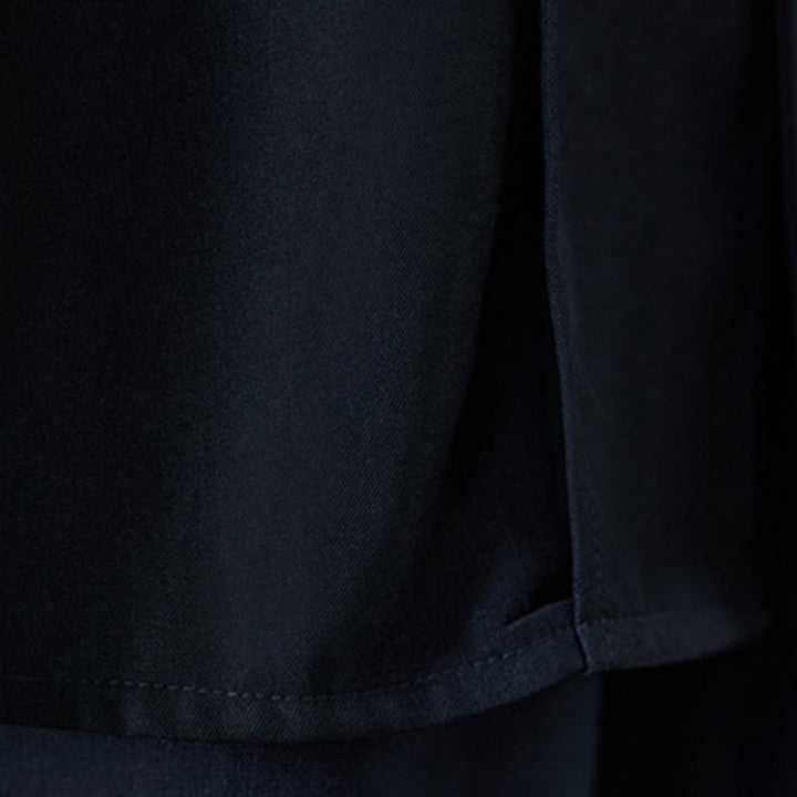 Koszula damska z długim rękawem z bawełny Buddha Stones w kolorze czarnym, gładka, z żabą i guzikami - image 9