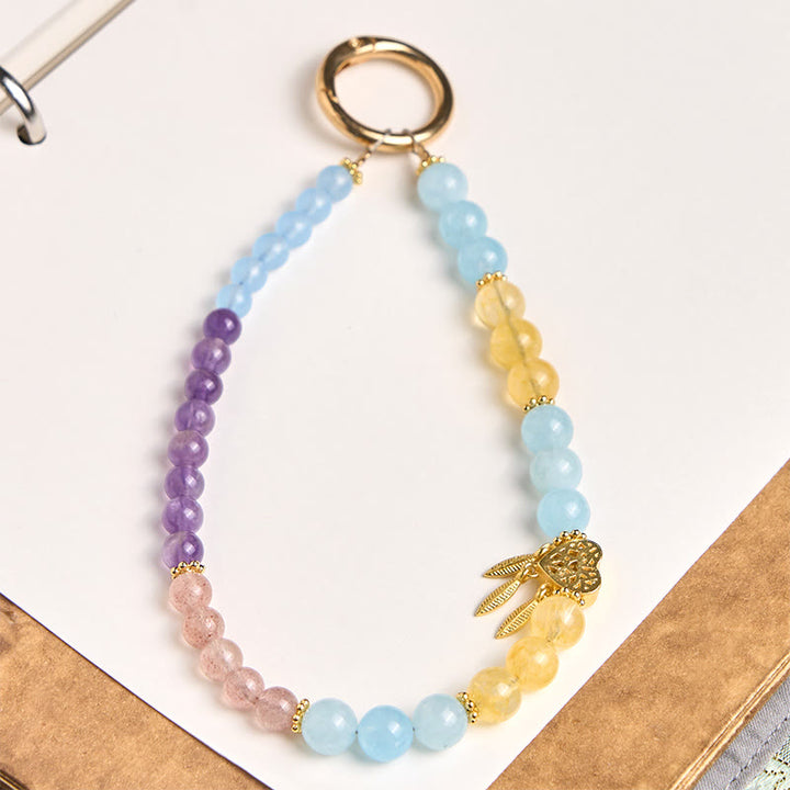 Buddha Stones, niebieski chalcedon, cytryn, serce, energetyczny brelok do telefonu, dekoracja - Niebieski chalcedon (miłosierdzie ♥ życzliwość) - image 0