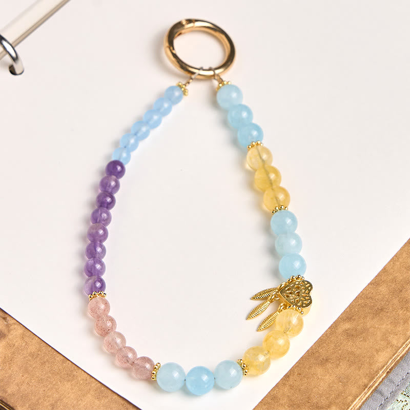 Buddha Stones, niebieski chalcedon, cytryn, serce, energetyczny brelok do telefonu, dekoracja - Niebieski chalcedon (miłosierdzie ♥ życzliwość) - image 0