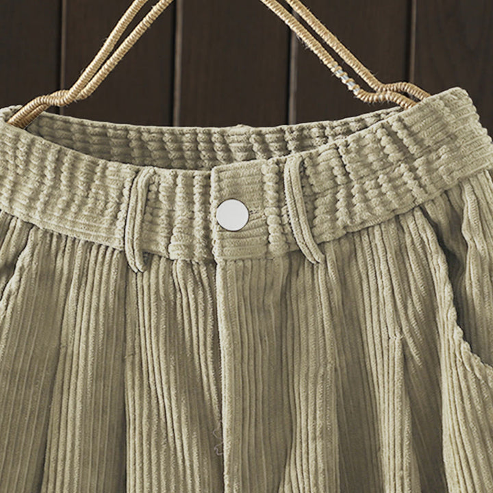 Buddha Stones zimowe spodnie haremowe z gładkiego sztruksu bawełnianego z wysokim stanem i podszewką z polaru z kieszeniami - image 20