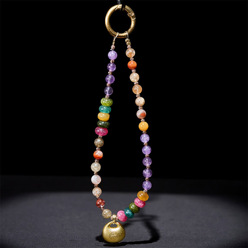 Buddha Stones Kolorowe Fu Charakter Ametyst Super Siedem Kryształ Brelok Telefon Wiszący Dekoracja - image 3