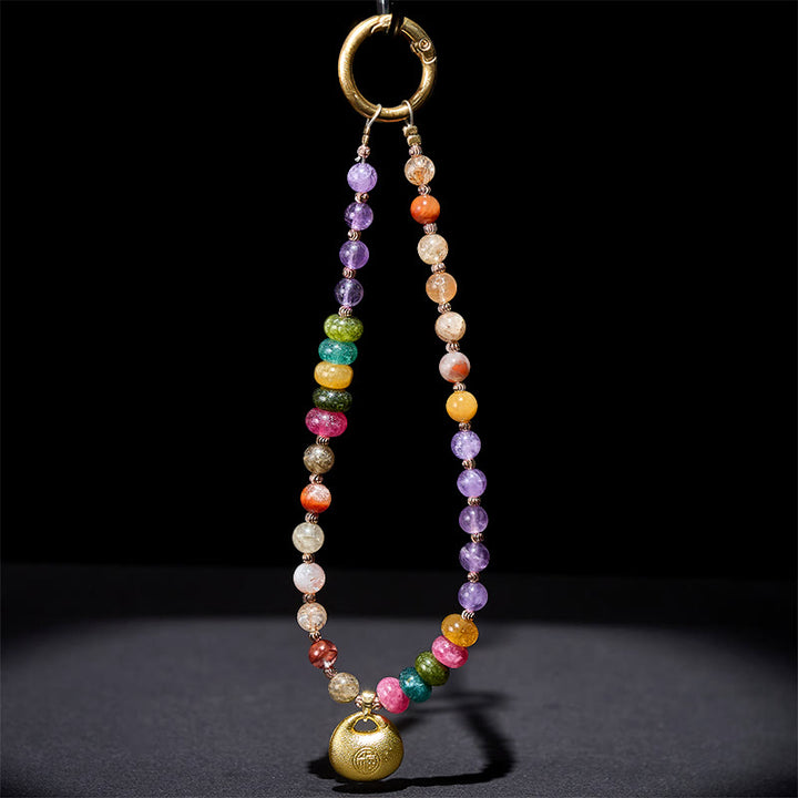 Buddha Stones Kolorowe Fu Charakter Ametyst Super Siedem Kryształ Brelok Telefon Wiszący Dekoracja - image 3