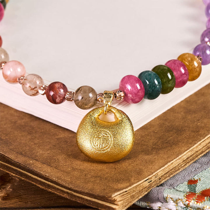 Buddha Stones Kolorowe Fu Charakter Ametyst Super Siedem Kryształ Brelok Telefon Wiszący Dekoracja - image 1