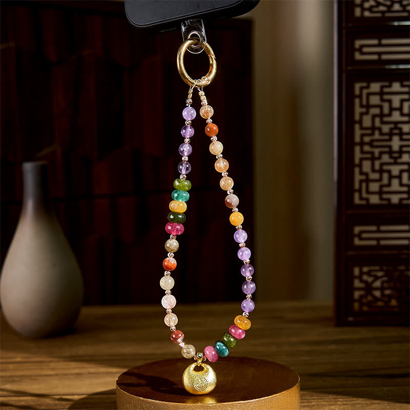 Buddha Stones Kolorowe Fu Charakter Ametyst Super Siedem Kryształ Brelok Telefon Wiszący Dekoracja - image 2