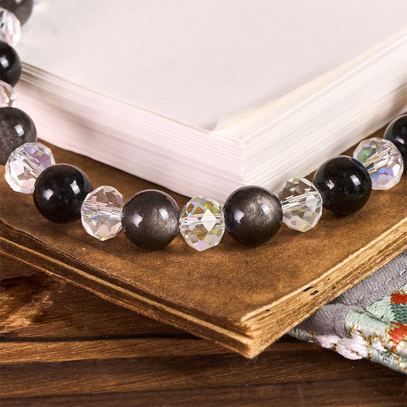 Buddha Stones Rok Konia Srebrny połysk Obsydian Ochrona Brelok Telefon Dekoracja do zawieszenia - image 1