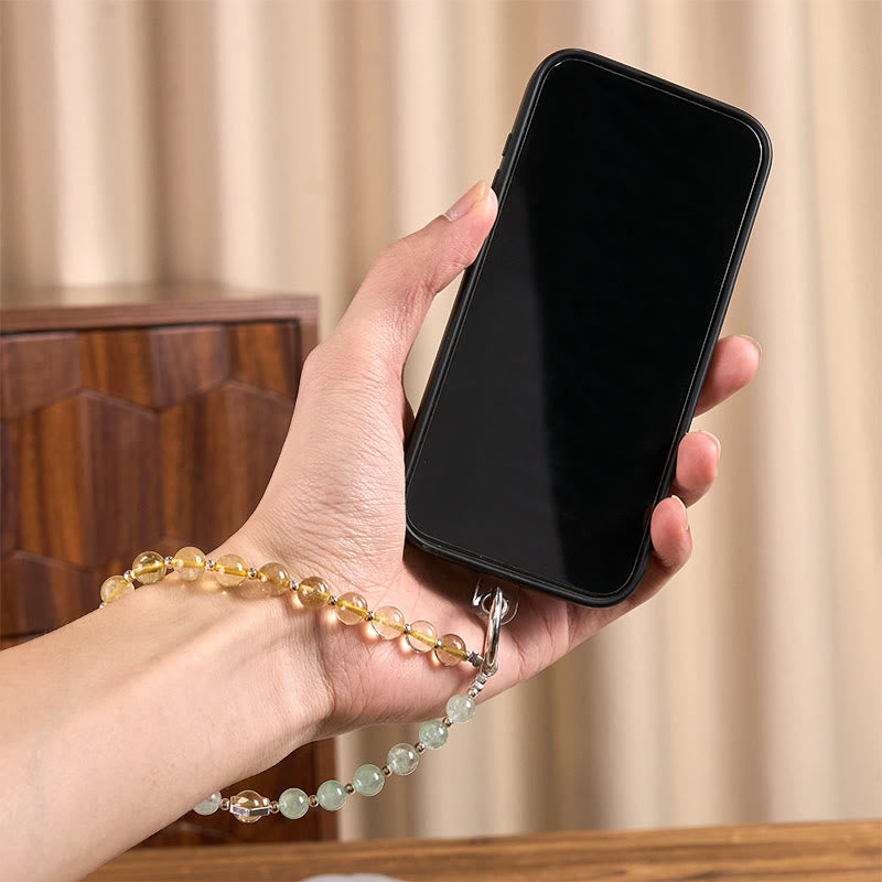 Buddha Stones, zielony kwarc truskawkowy, cytryn, koralikowy, uspokajający brelok do telefonu, dekoracja do zawieszenia - image 4