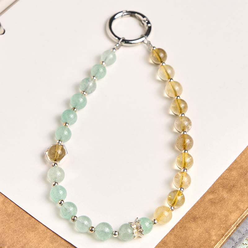 Buddha Stones, zielony kwarc truskawkowy, cytryn, koralikowy, uspokajający brelok do telefonu, dekoracja do zawieszenia - Zielony Kwarc Truskawkowy (Miłość ♥ Wdzięczność) - image 0