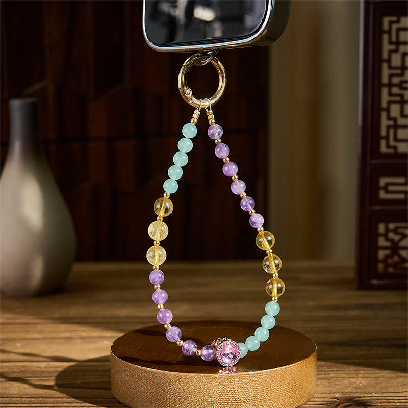 Buddha Stones, ametyst, zielony awenturyn, brelok do kluczy, duchowa świadomość, zawieszka na telefon - image 2