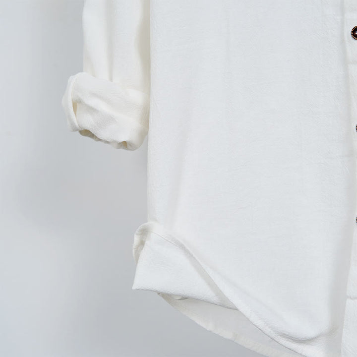 Buddha Stones z długim rękawem i kapturem, w jednolitym kolorze, z bawełny, z guzikami ściągającymi i sznurkiem - image 8