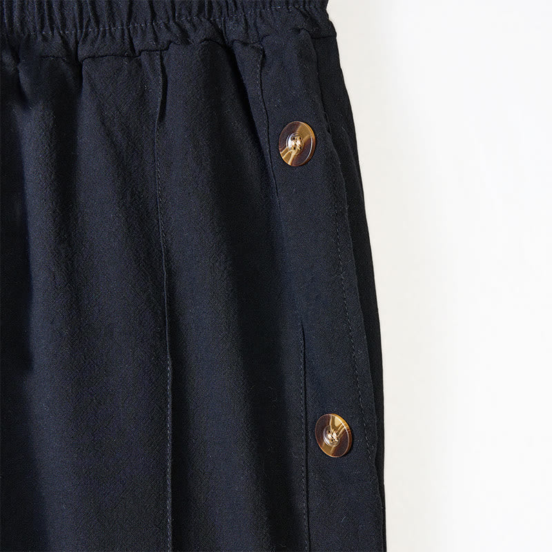 Spodnie bawełniane męskie z kieszeniami i jednolitym kolorem "Buddha Stones" z bocznymi guzikami - image 6