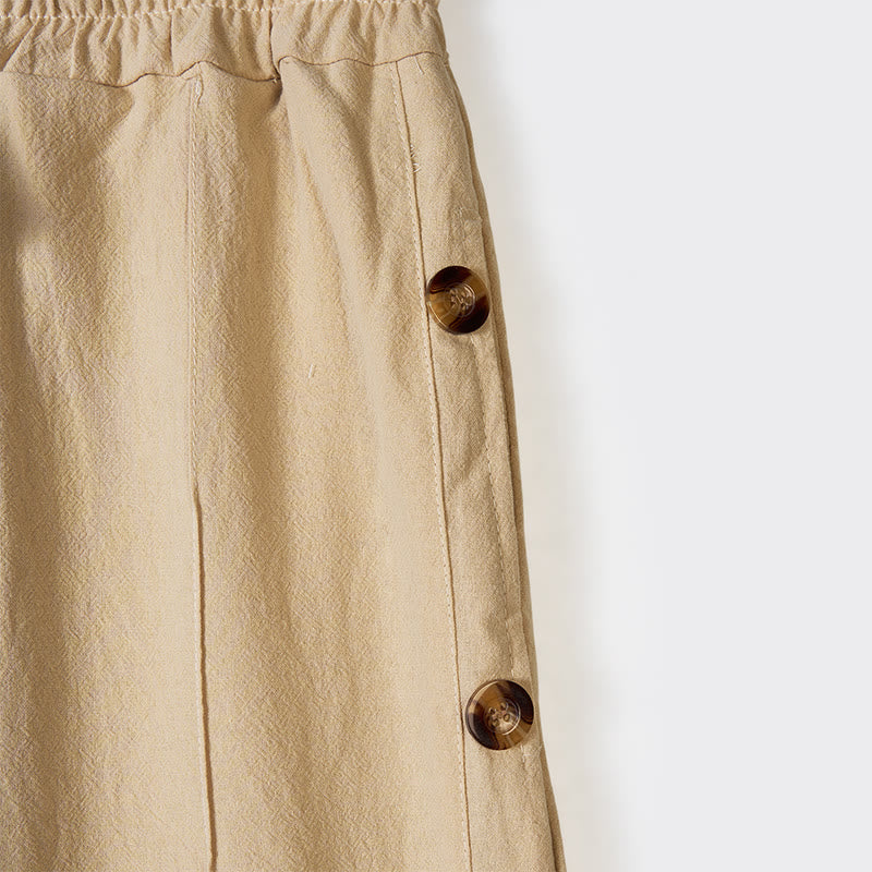 Spodnie bawełniane męskie z kieszeniami i jednolitym kolorem "Buddha Stones" z bocznymi guzikami - image 2