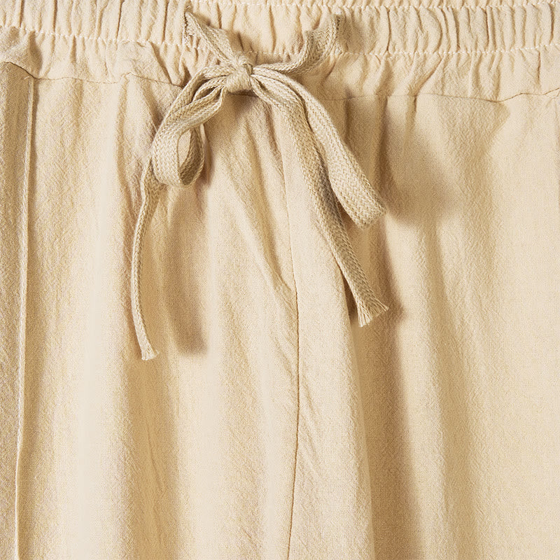 Spodnie bawełniane męskie z kieszeniami i jednolitym kolorem "Buddha Stones" z bocznymi guzikami - image 1