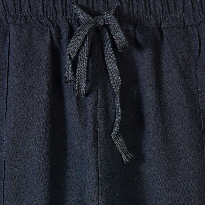 Spodnie bawełniane męskie z kieszeniami i jednolitym kolorem "Buddha Stones" z bocznymi guzikami - image 5