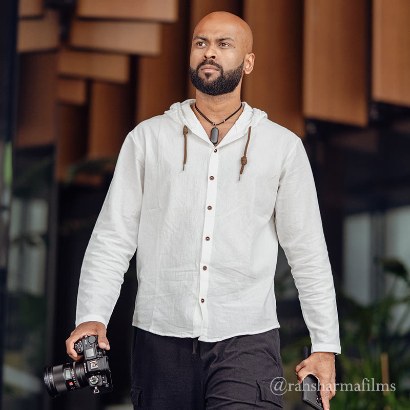 Buddha Stones z długim rękawem i kapturem, w jednolitym kolorze, z bawełny, z guzikami ściągającymi i sznurkiem - image 3