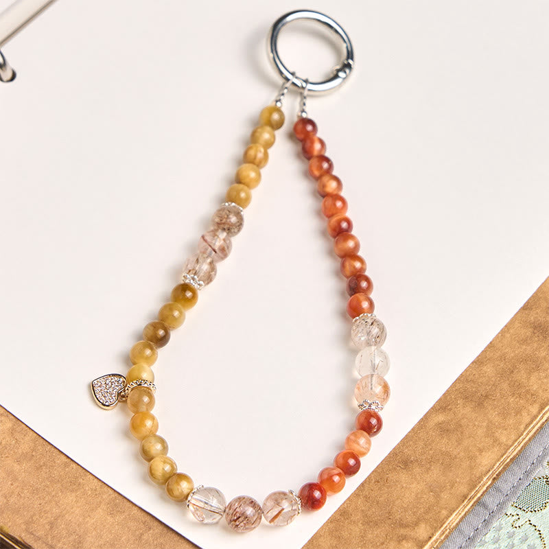 Buddha Stones , Złote Tygrysie Oko, Czerwone Tygrysie Oko, Serce, Brelok Siła, Dekoracja do Telefonu - Tygrysie Oko (Ochrona ♥ Odwaga) - image 0