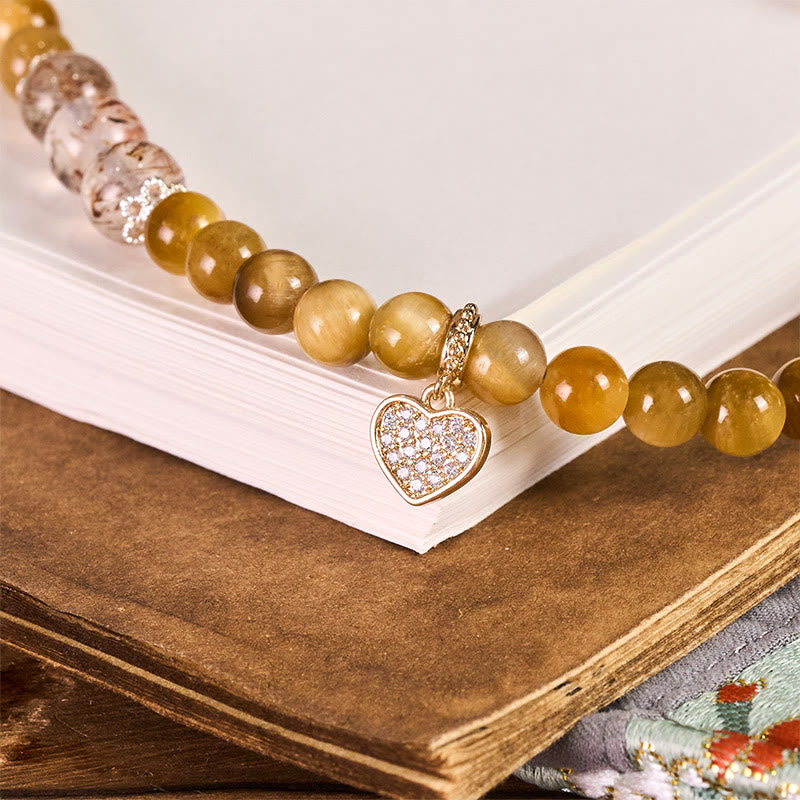 Buddha Stones , Złote Tygrysie Oko, Czerwone Tygrysie Oko, Serce, Brelok Siła, Dekoracja do Telefonu - image 1