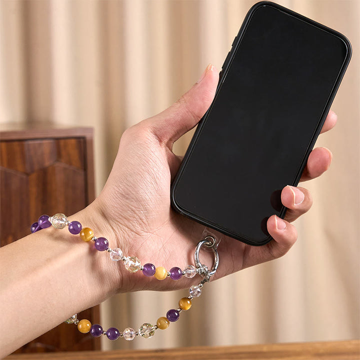 Buddha Stones, ametyst, złote oko tygrysa, koralikowy brelok do kluczy, dekoracja do telefonu - image 4