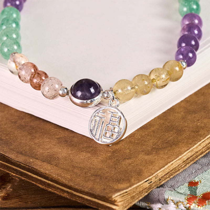 Buddha Stones Fu Charakter Urok Super Siedem Kryształów Wzrost Brelok Telefon Wiszący Dekoracja - image 1