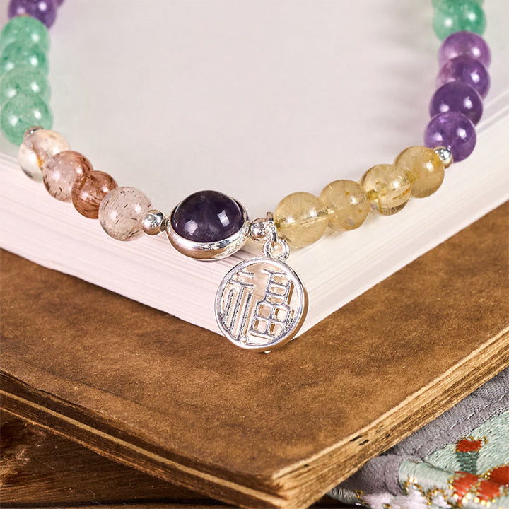 Buddha Stones Fu Charakter Urok Super Siedem Kryształów Wzrost Brelok Telefon Wiszący Dekoracja - image 1