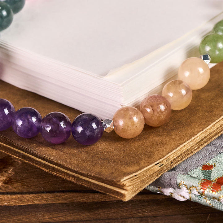 Buddha Stones 8 mm Naturalny ametystowy balansujący brelok do kluczy z koralikami, dekoracja do telefonu - image 2
