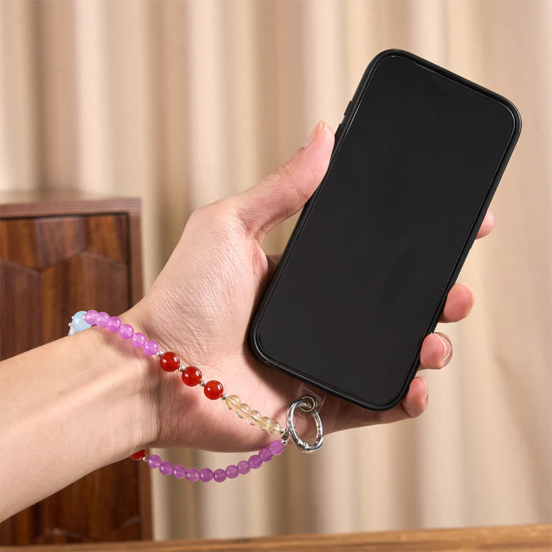 Buddha Stones, fioletowy chalcedon, cytryn, korona, koralikowy harmonijny brelok do telefonu, dekoracja do zawieszenia - image 4