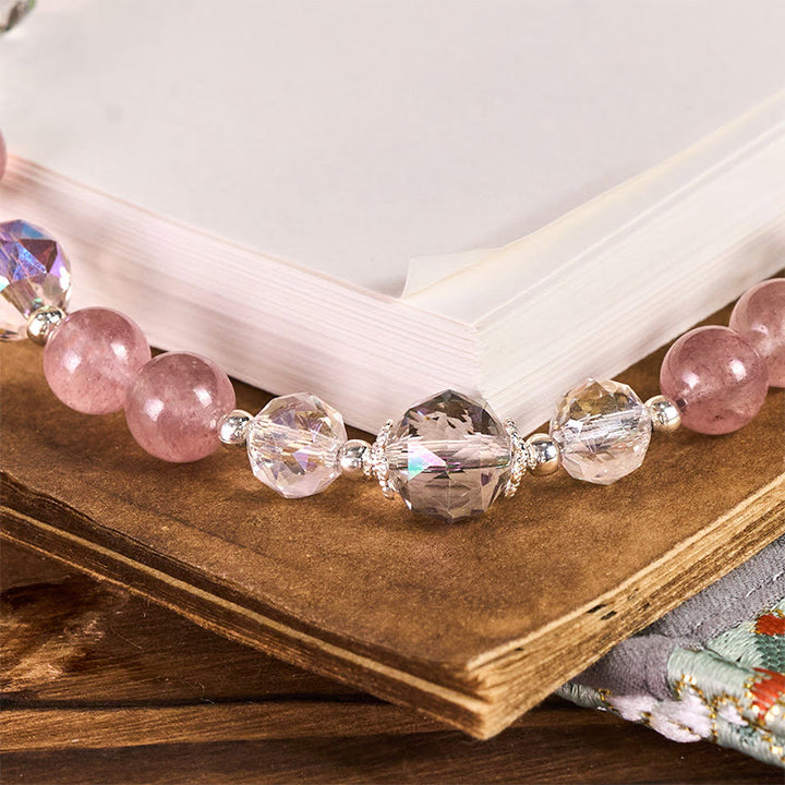 Buddha Stones Rok Konia Kwarc Truskawkowy Biały Brelok Kocie Oko Telefon Dekoracja do zawieszenia - image 2