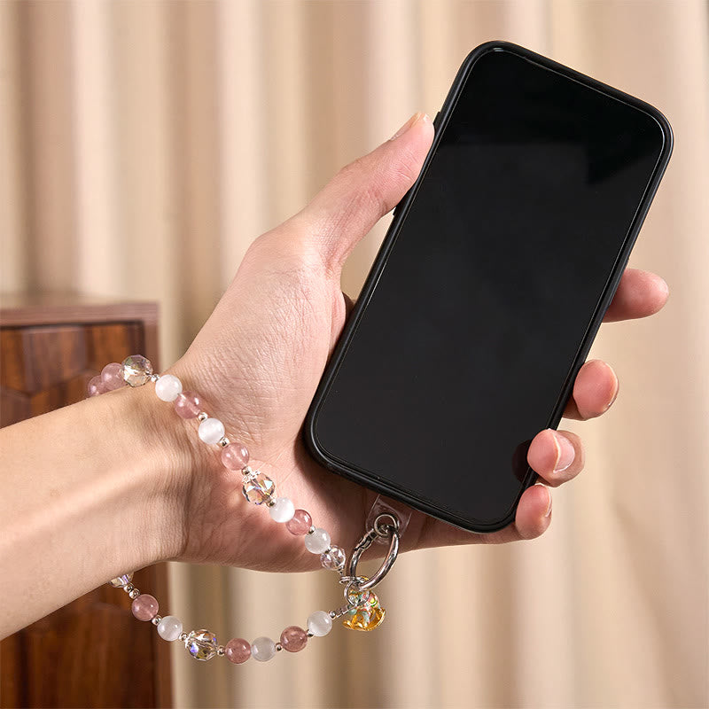 Buddha Stones Rok Konia Kwarc Truskawkowy Biały Brelok Kocie Oko Telefon Dekoracja do zawieszenia - image 5