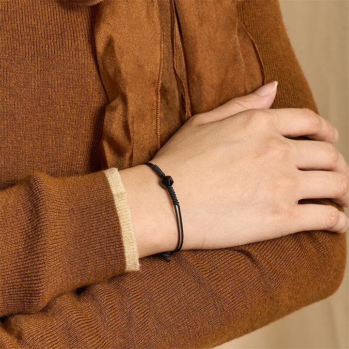 Bransoletka wzmacniająca z naturalnego czarnego obsydianu i Buddha Stones - image 2