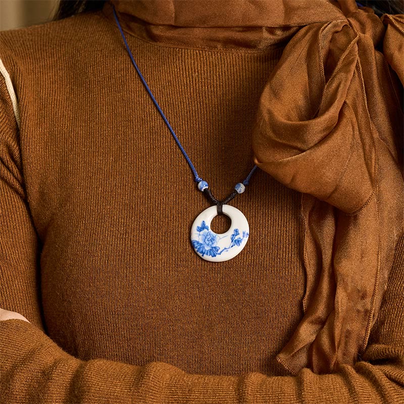 Buddha Stones, etniczna piwonia, kwiaty brzoskwini, symbol lotosu, ceramika, wisiorek oświecenia - image 9