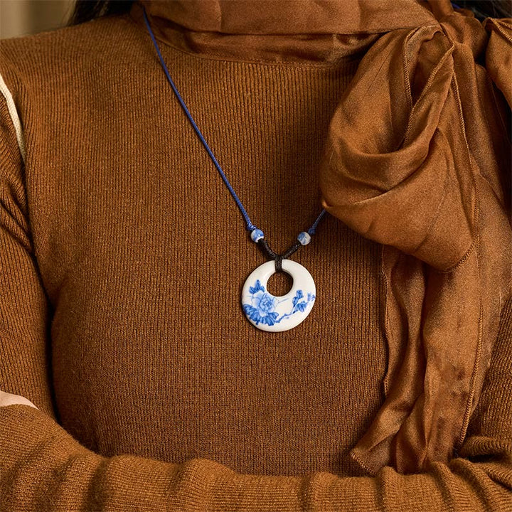 Buddha Stones, etniczna piwonia, kwiaty brzoskwini, symbol lotosu, ceramika, wisiorek oświecenia - image 9