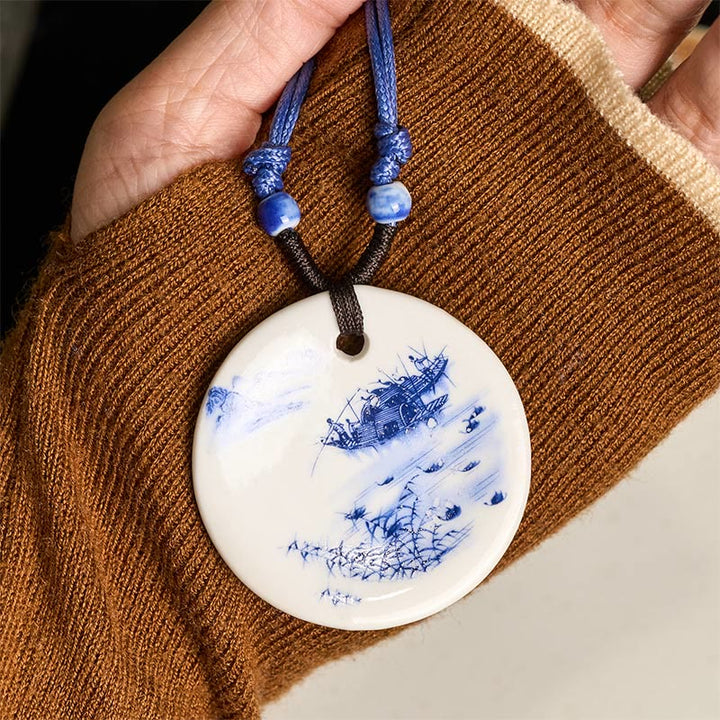 Buddha Stones, etniczna piwonia, kwiaty brzoskwini, symbol lotosu, ceramika, wisiorek oświecenia - image 21