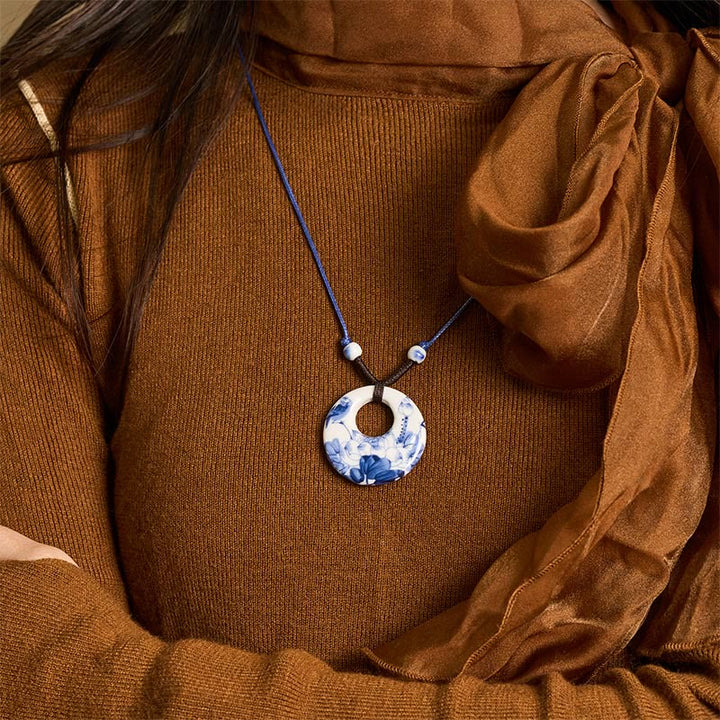 Buddha Stones, etniczna piwonia, kwiaty brzoskwini, symbol lotosu, ceramika, wisiorek oświecenia - image 4