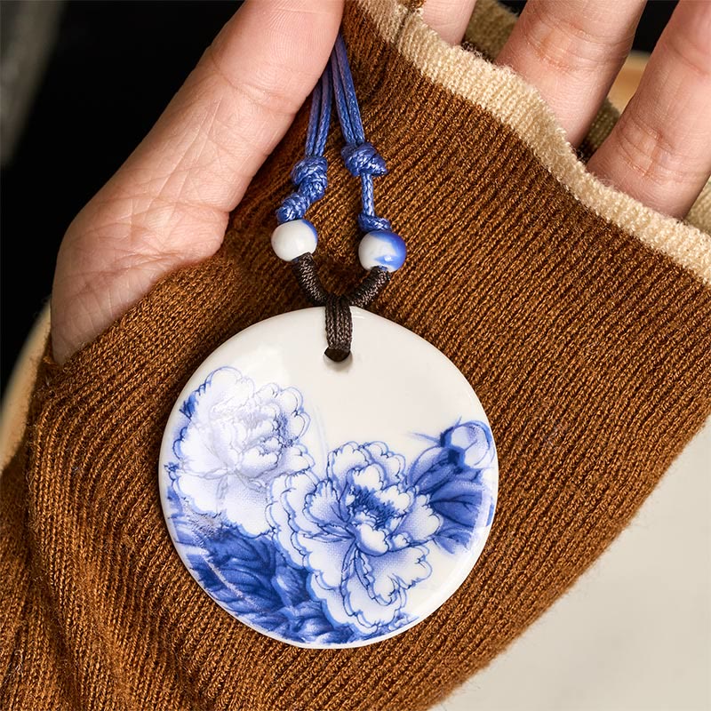 Buddha Stones, etniczna piwonia, kwiaty brzoskwini, symbol lotosu, ceramika, wisiorek oświecenia - image 11