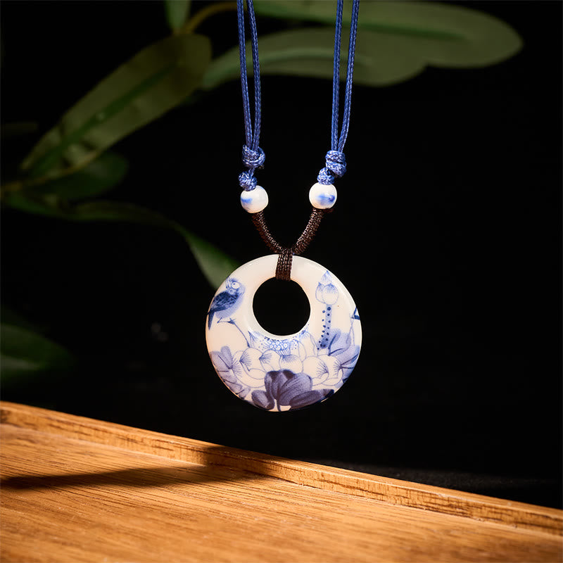 Buddha Stones, etniczna piwonia, kwiaty brzoskwini, symbol lotosu, ceramika, wisiorek oświecenia - image 1