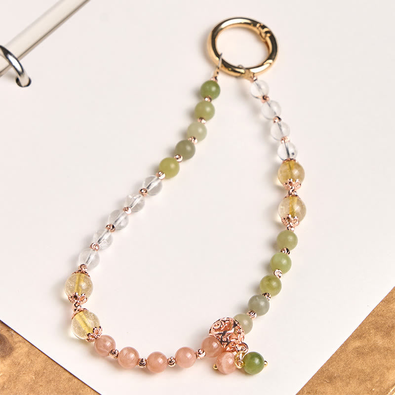 Buddha Stones , Cyjanowy Jadeit, Białe Kryształowe Koraliki Harmonii, Brelok do Kluczy, Dekoracja do Telefonu - Cyjanowy Jadeit (Szczęście ♥ Długowieczność) - image 0