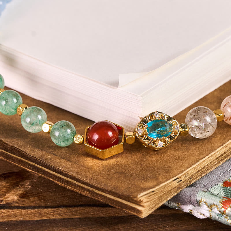 Buddha Stones Super Siedem Kryształów Niebieski Chalcedon Koralikowy Brelok Uzdrawiający Telefon Dekoracja Wisząca - image 1