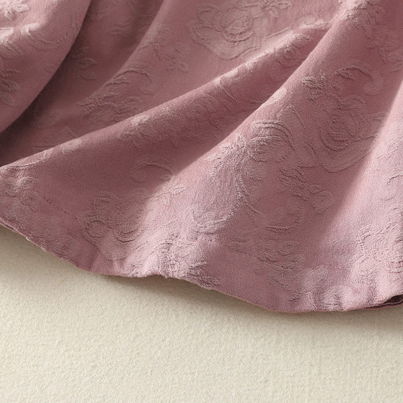 Koszula damska z długim rękawem, bawełną i lnem, z guzikami, z żakardową, diagonalną plisą i motywem Buddha Stones - image 17