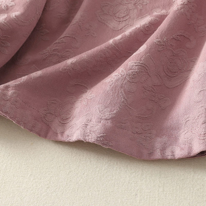 Koszula damska z długim rękawem, bawełną i lnem, z guzikami, z żakardową, diagonalną plisą i motywem Buddha Stones - image 17