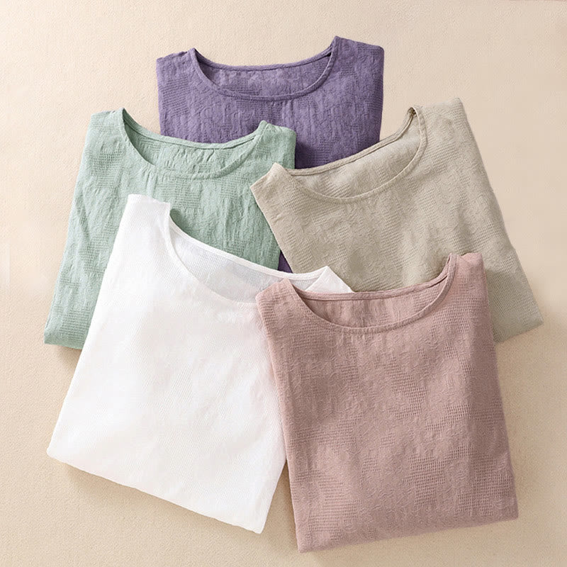 Koszula damska z długim rękawem z bawełny z nadrukiem "Buddha Stones" w nieregularnym dole i plisami - image 41