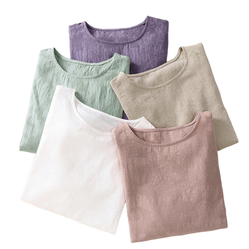 Koszula damska z długim rękawem z bawełny z nadrukiem "Buddha Stones" w nieregularnym dole i plisami - image 43